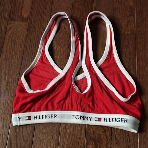 Tommy Hilfiger Red Cotton Lounge Bra No Padding Women’s Size Small - Picture 2 of 4